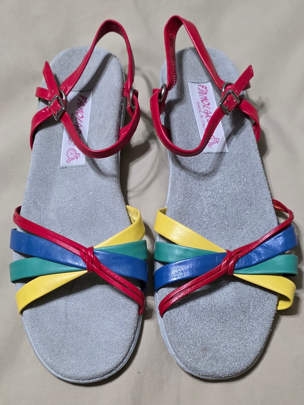 Famolare Vintage 70s "Wave There" Rainbow Sandals Italy 9.5N Near Deadstock